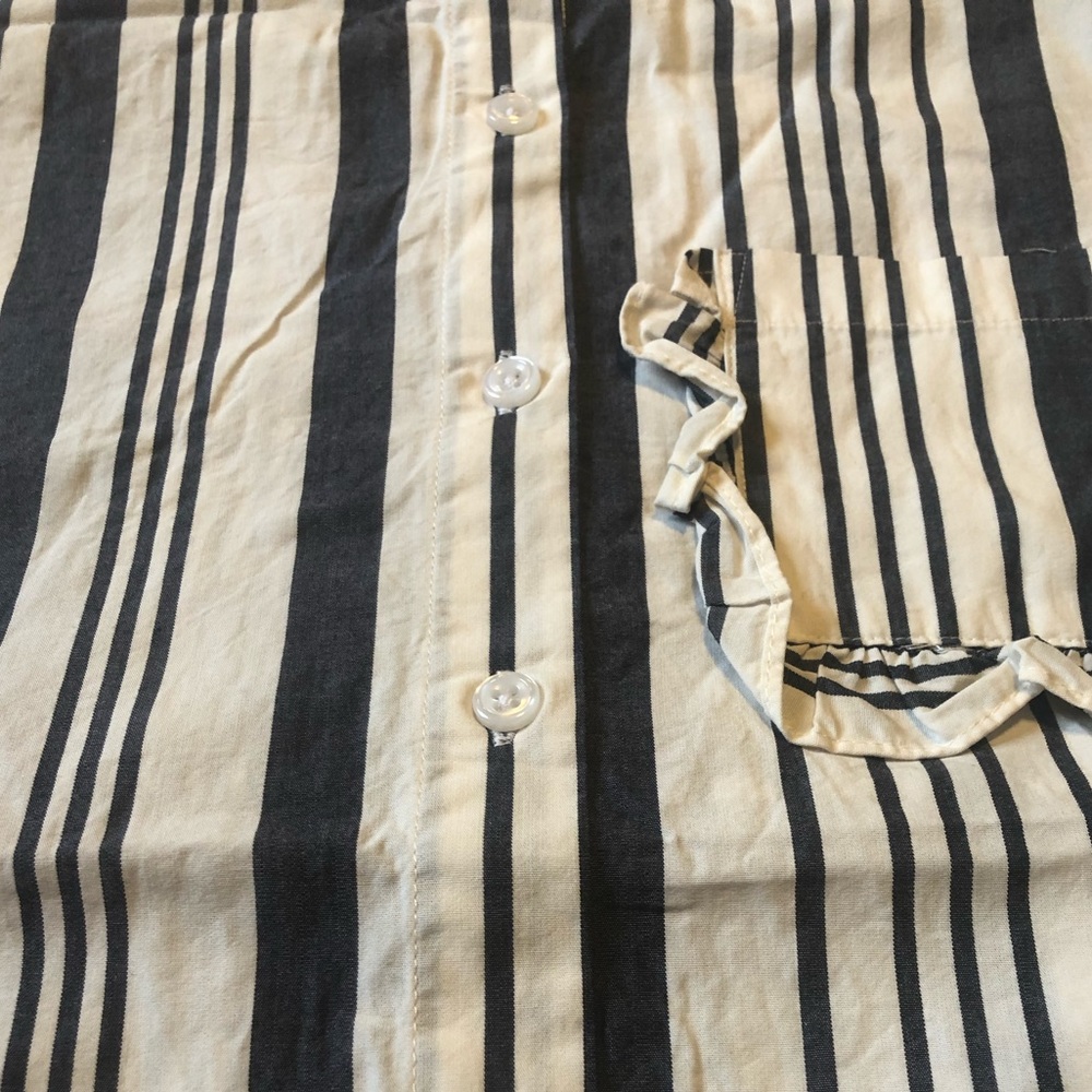 Striped Button Down Blouse with Ruffled Sleeve - Picture 4 of 6